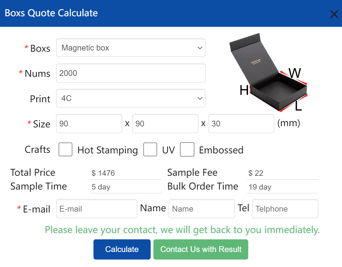 Système de devis de boîte d'emballage de papier de bijoux d'OEM de précision d'ITIS