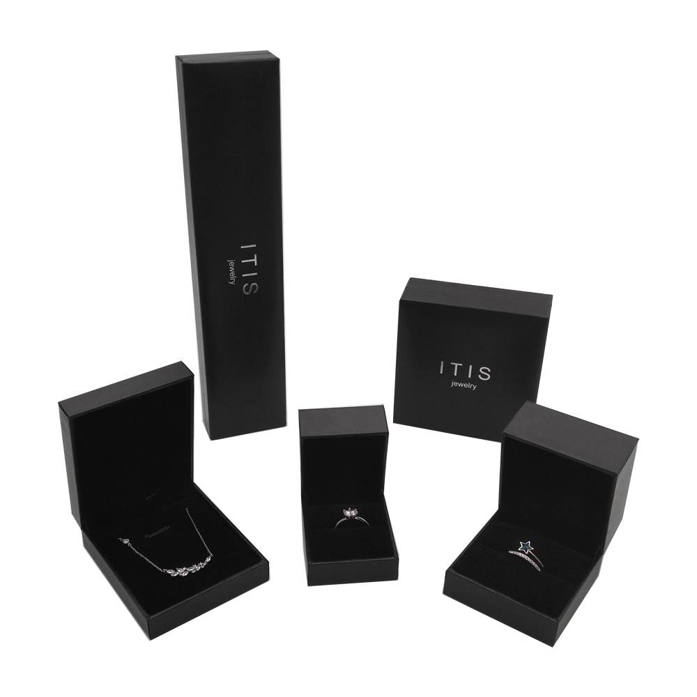 Mini boîte d'emballage de boucles d'oreilles en plastique noir magnétique personnalisé, usine