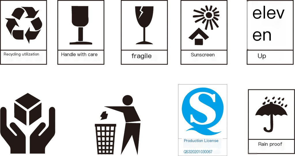Application d'icônes standardisée pour les Personnalisation Emballage La boîte es